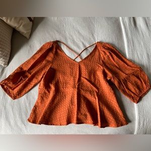 Millibon rust colored 3/4 sleeve open back top